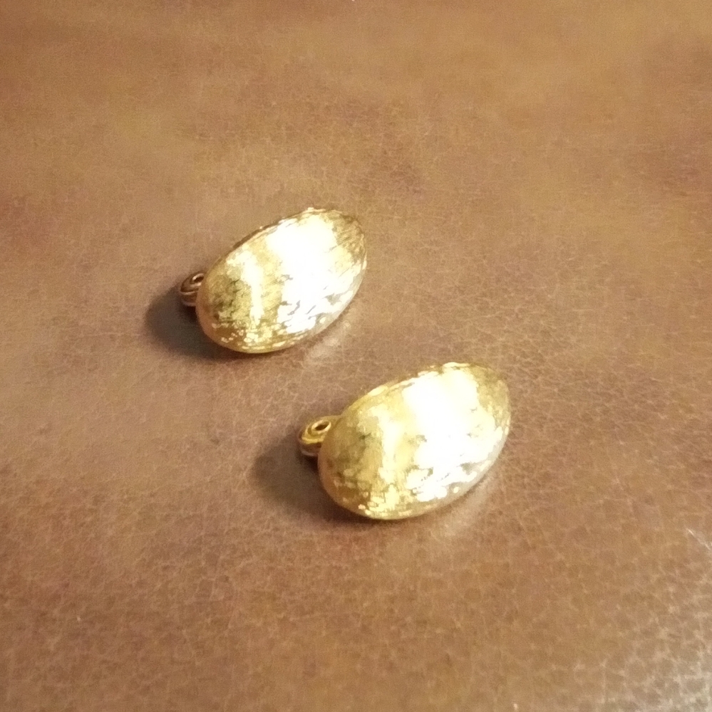 Monet Satin finish gold tone vintage clip on earrings